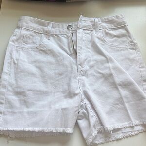 SHEIN White Frayed Hem Jean Shorts